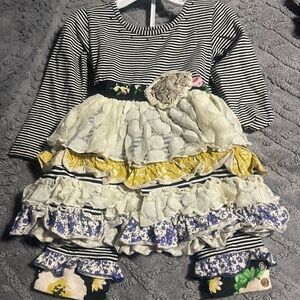 Mustard Pie Black and White Striped Dress